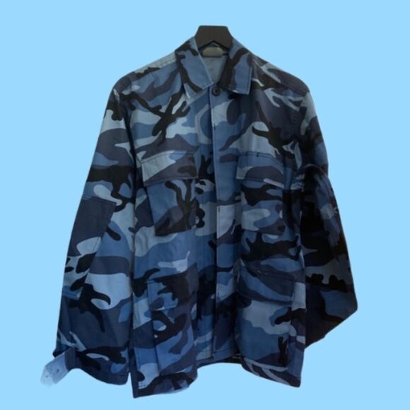 Navy Blue Camouflage Military Shacket Shir… - Picture 4 of 7